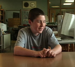 boy thinking about a question during an interview