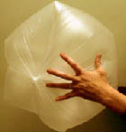 Inflated plastic bag